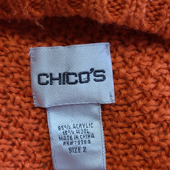 (1346) Chico's Woman's Long Sleeve Open Front Sweater, Size: 2 Color: Orange - Picture 8 of 16
